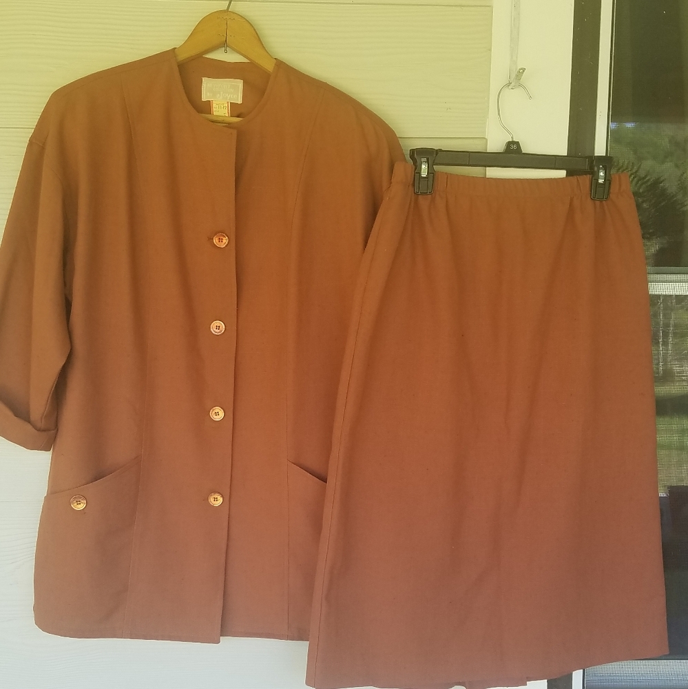 Vintage Women 2 Piece Set Relaxed Blazer Skirt Set Business Lagenlook Union Made